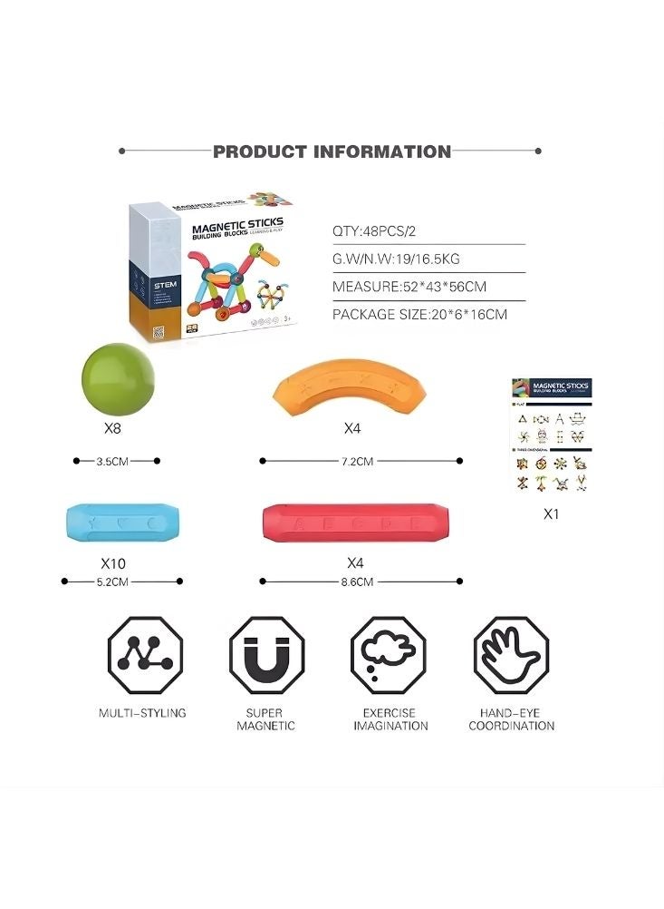 Premium Magnetic Sticks Building Blocks Toy Set – Colorful STEM Construction Toy for Kids, Creative Learning & Motor Skill Development - Image 3